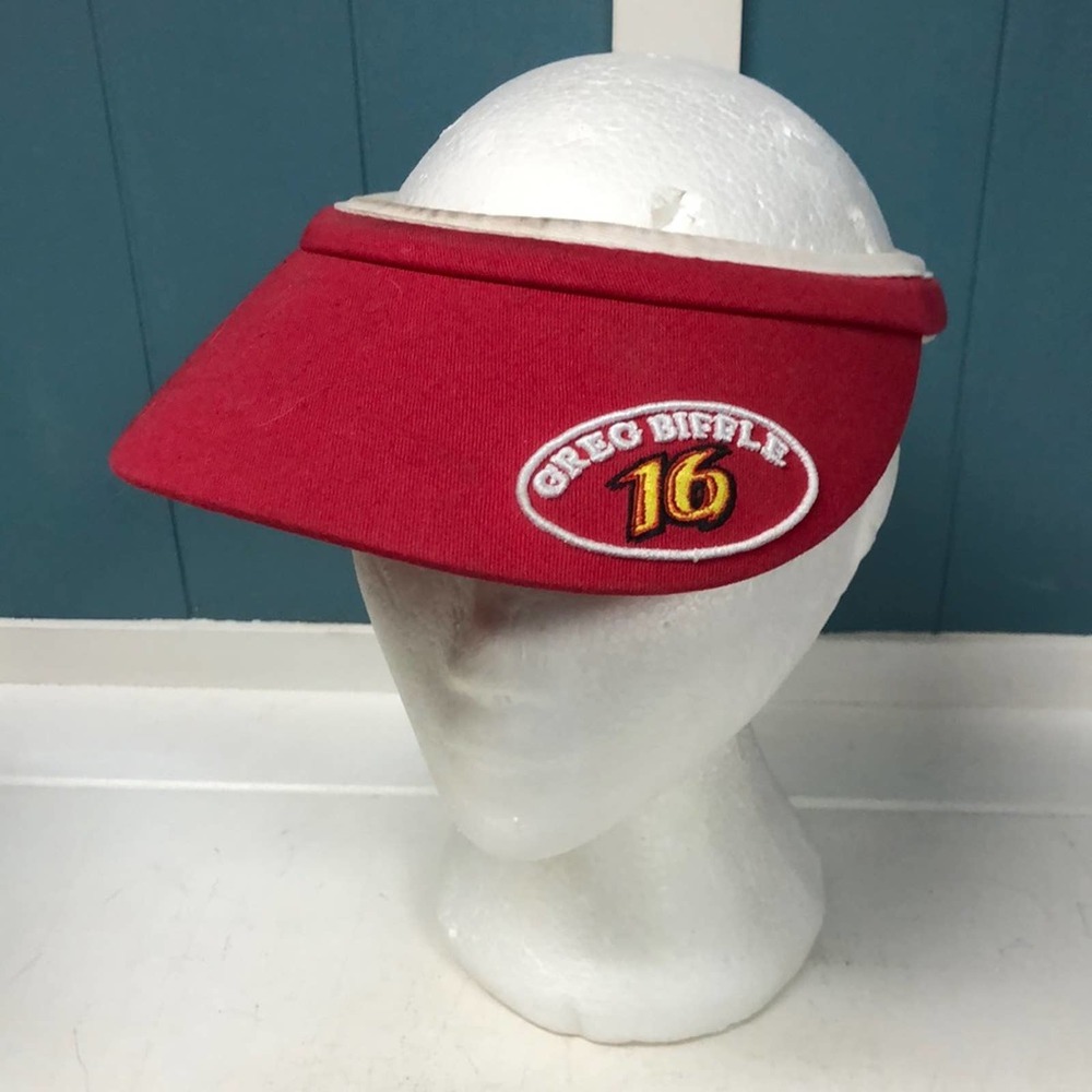 Vtg Nascar Chase Authentics Greg Biffle #16 red Visor Cap w/ terry cloth